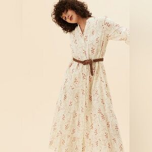 PER UNA - Pure Cotton Floral Midaxi Shirt Dress sz 16 R